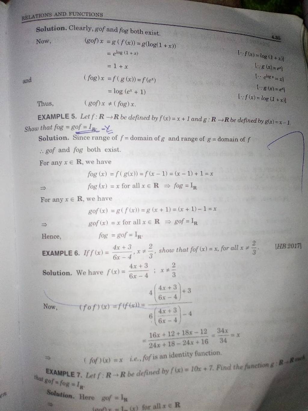 Solution. Clearly, Gof And Fog Both Exist. Now, EXAMPLE 5. Let F:R→R Be D..