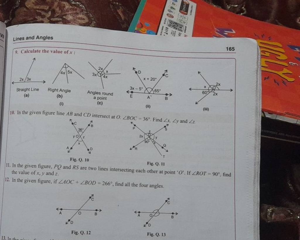 Lines and Angles 9. Calculate the value of x (a) (b) Angles round a poi..