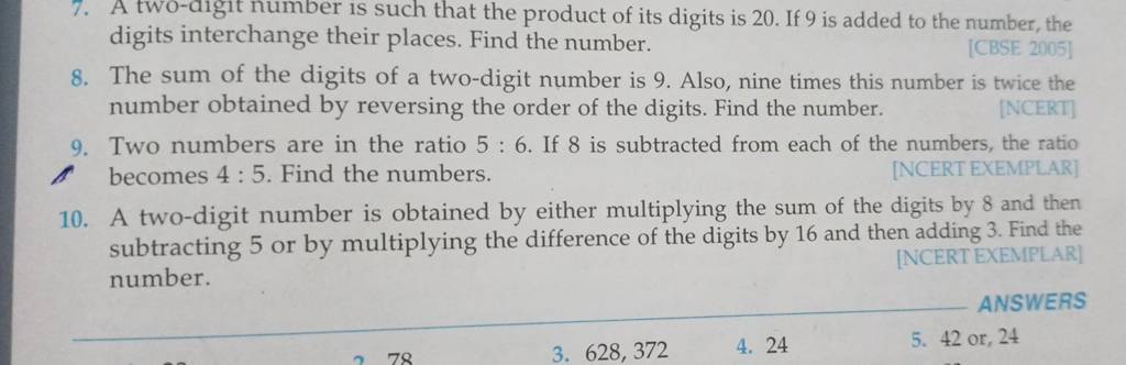 7. A two-digit number is such that the product of its digits is 20 . I