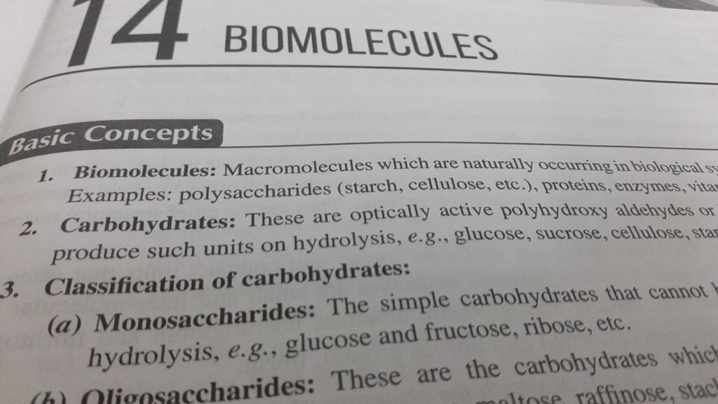 BIOMOLECULES Basic Concepts 1. Biomolecules Macromolecules which are nat..