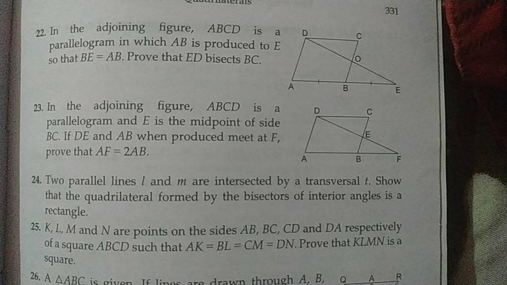 22. In The Adjoining Figure, ABCD Is A Parallelogram In Which AB Is Produ..