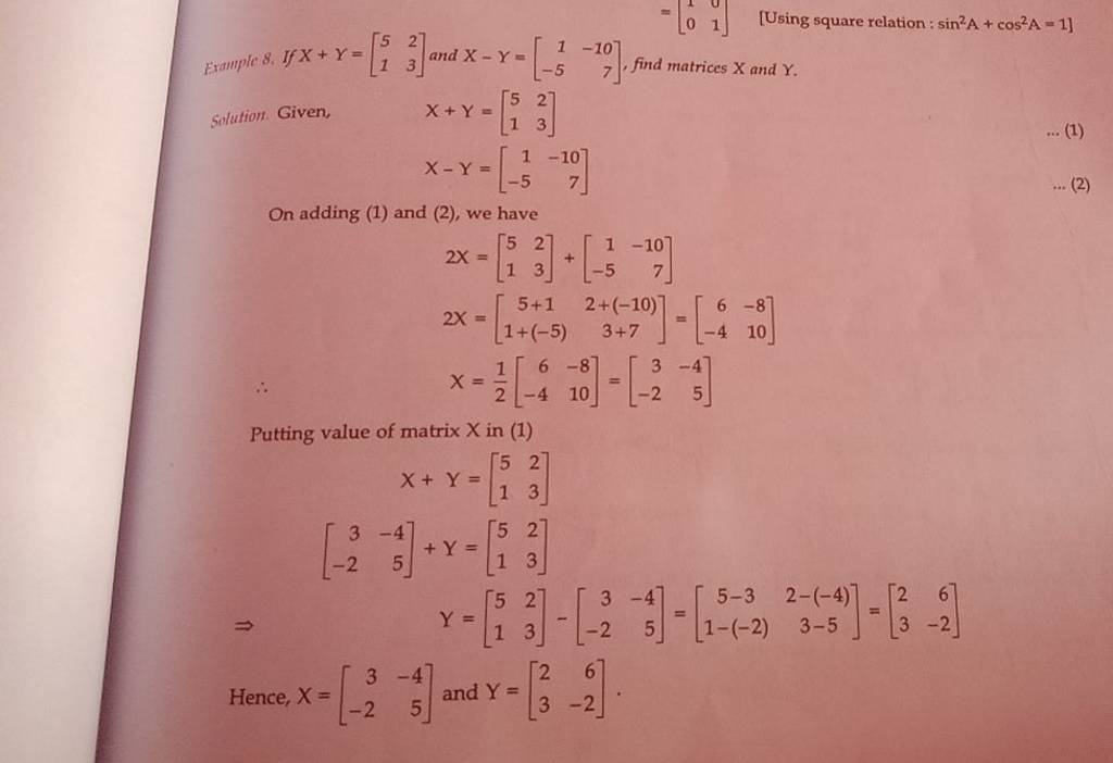 example-8-if-x-y-51-23-and-x-y-1-5-107-find-matrices-x-and-y-so