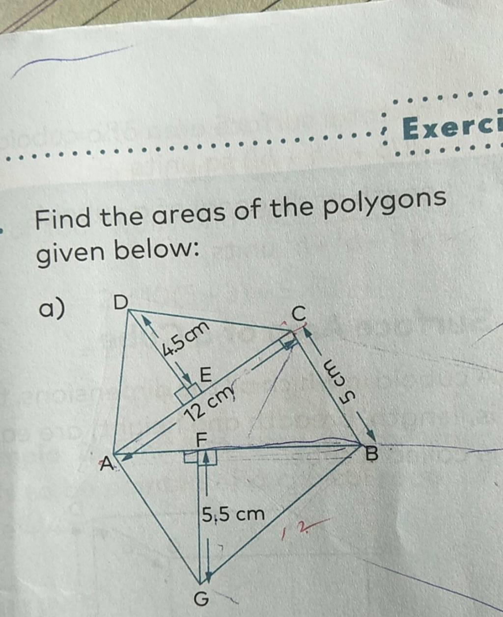 Find the areas of the polygons given below: a) | Filo