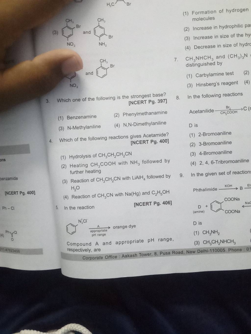 In The Given Set Of Reaction [ncert Pg 400] H2 O Phthalimide Koh B