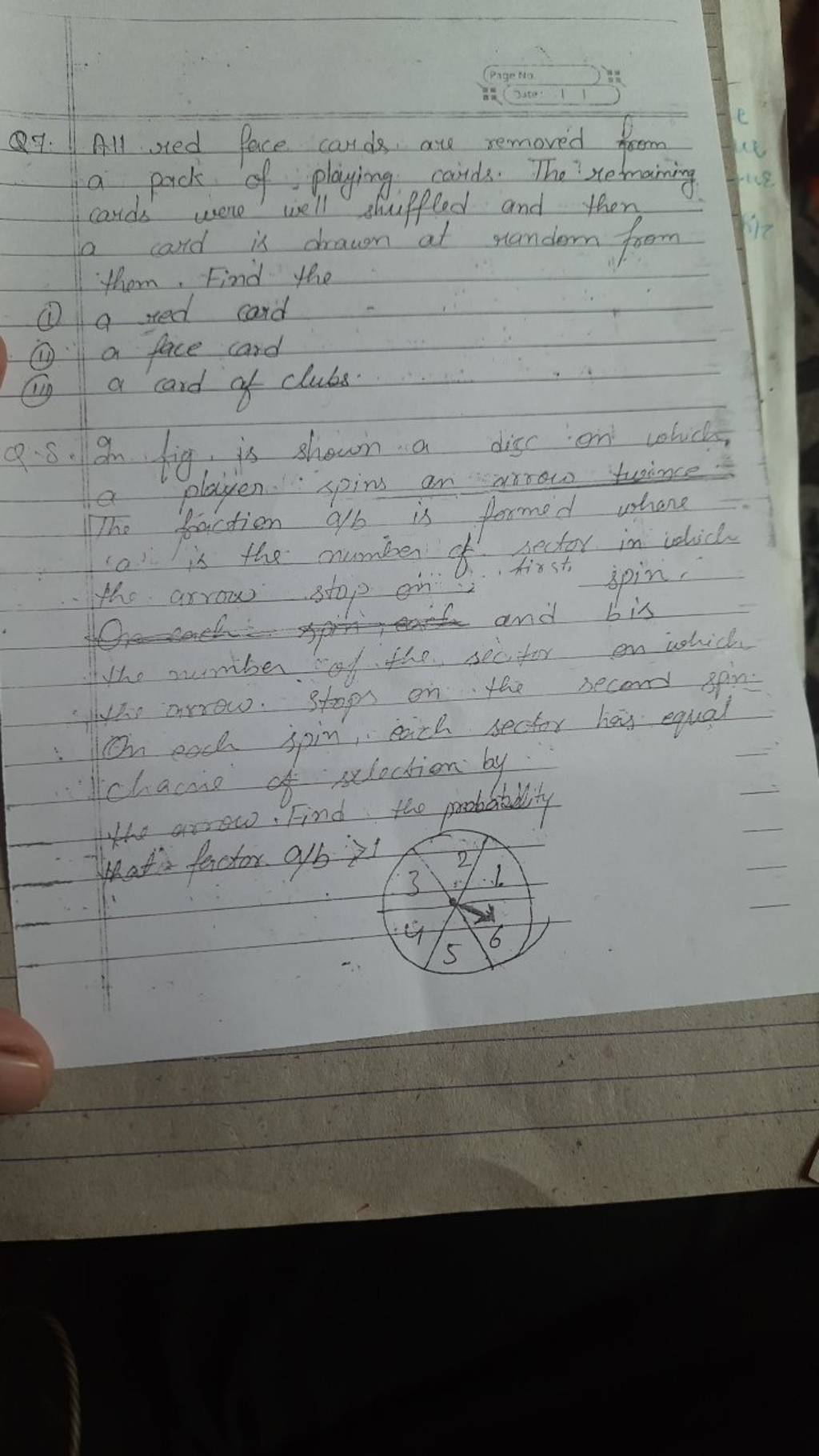 Q7. All red face cards are removed from a pack of playing cairds. The rem..