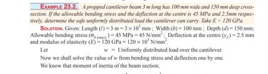 example-23-2-a-propped-cantilever-beam-3-m-long-has-100-mm-wide-and-150