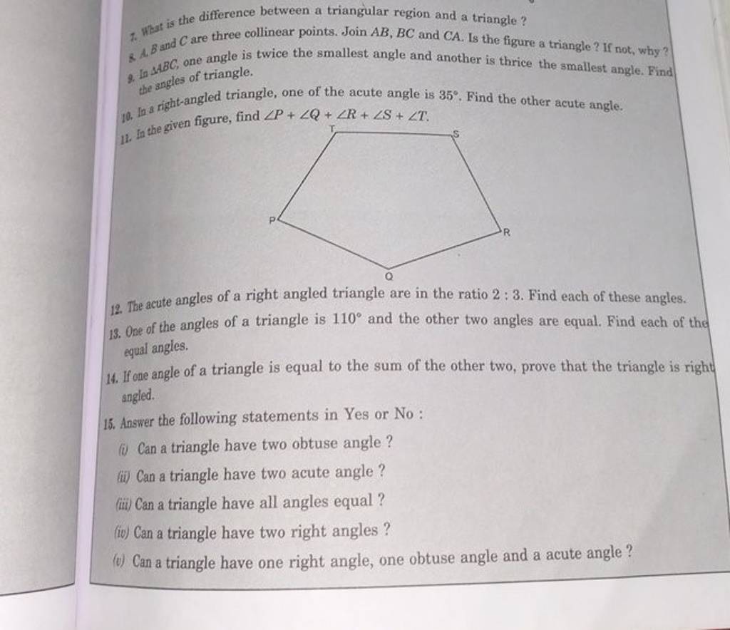 1. What is the difference between a triangular region and a triangle ? 8...