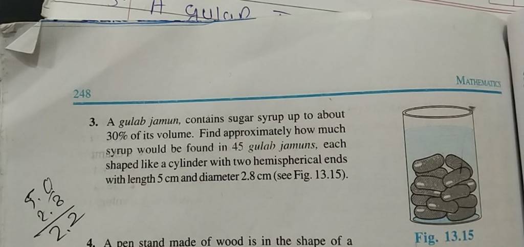 3 A Gulab Jamun Contains Sugar Syrup Up To About 30 Of Its Volume Fin