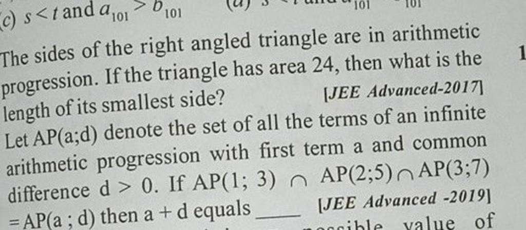 The Sides Of The Right Angled Triangle Are In Arithmetic Progression If