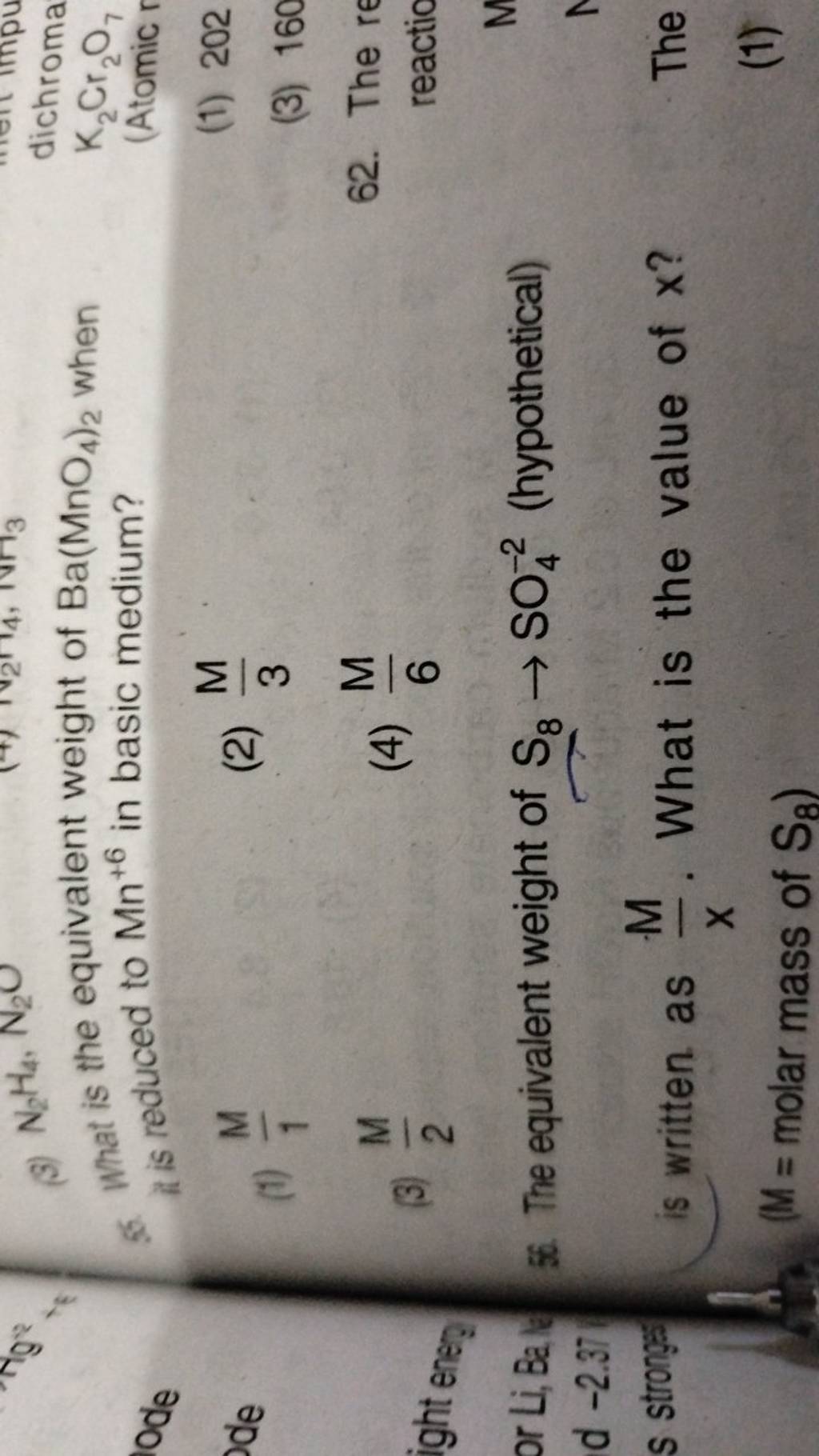 what-is-the-equivalent-weight-of-ba-mno4-2-when-it-is-reduced-to-mn-6-i