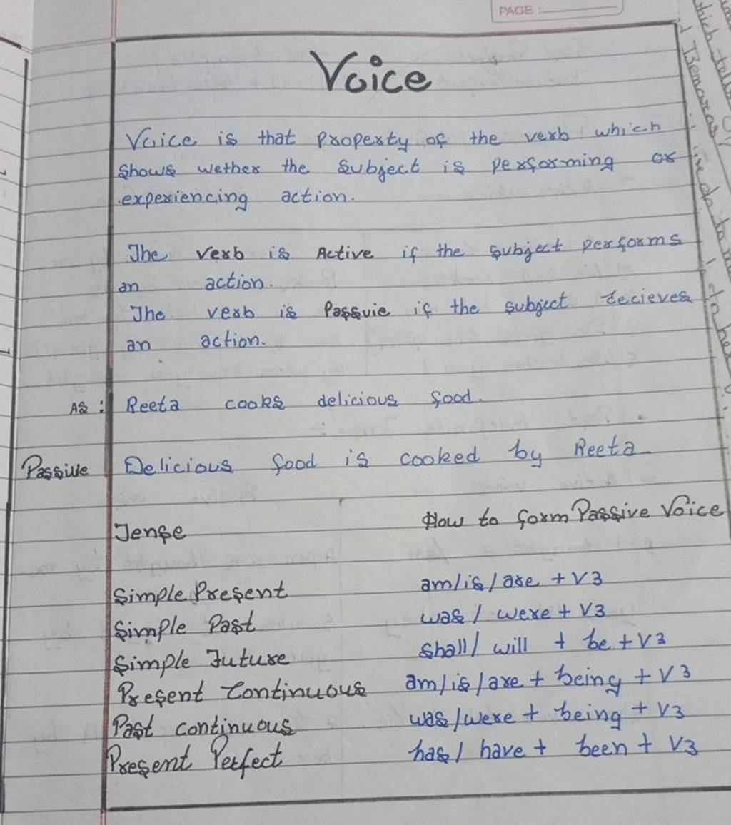 Vice is that property of the verb which Show wether the subject is persor..