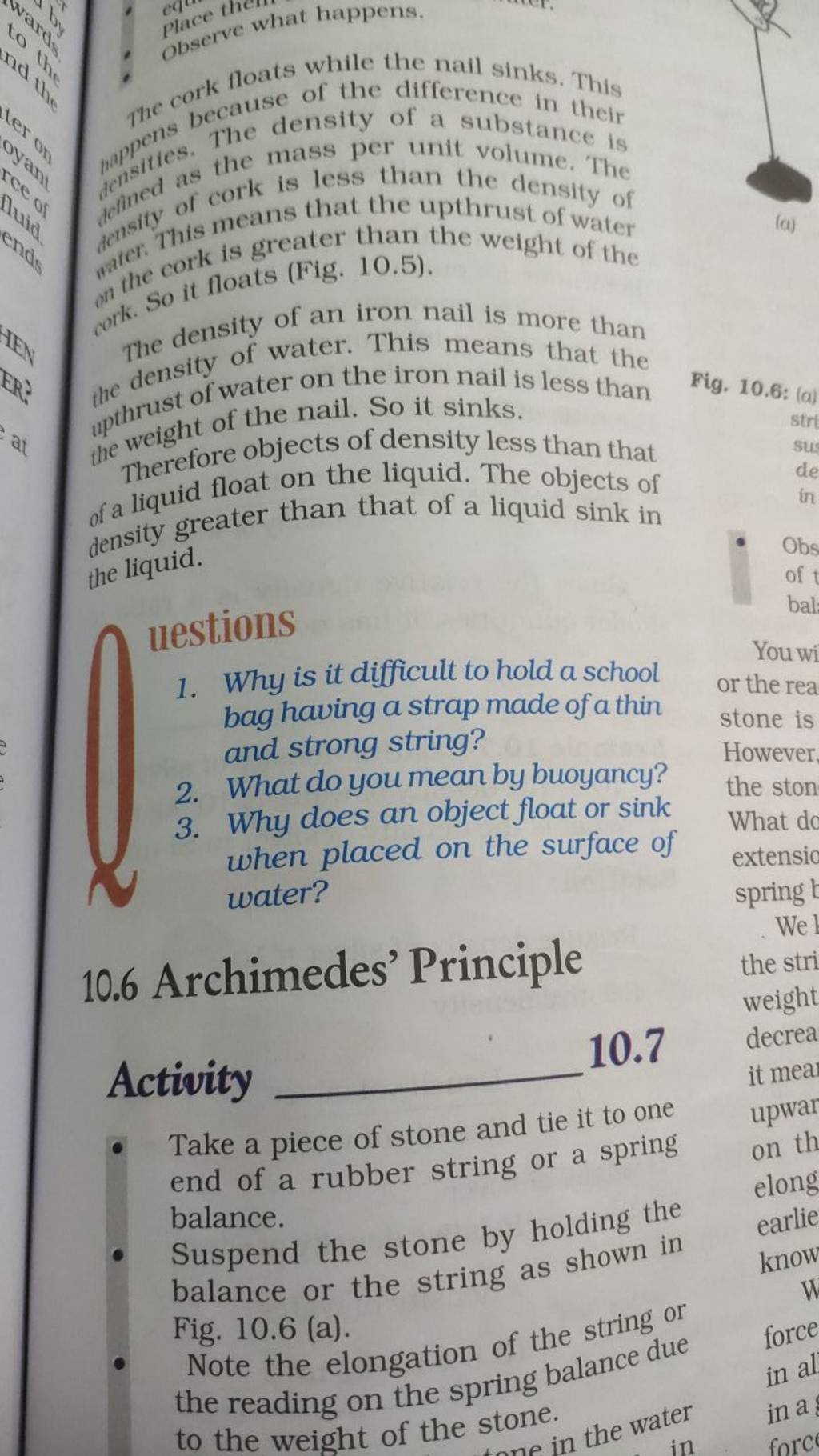 The density of a substance is The density of an iron nail is more than th..