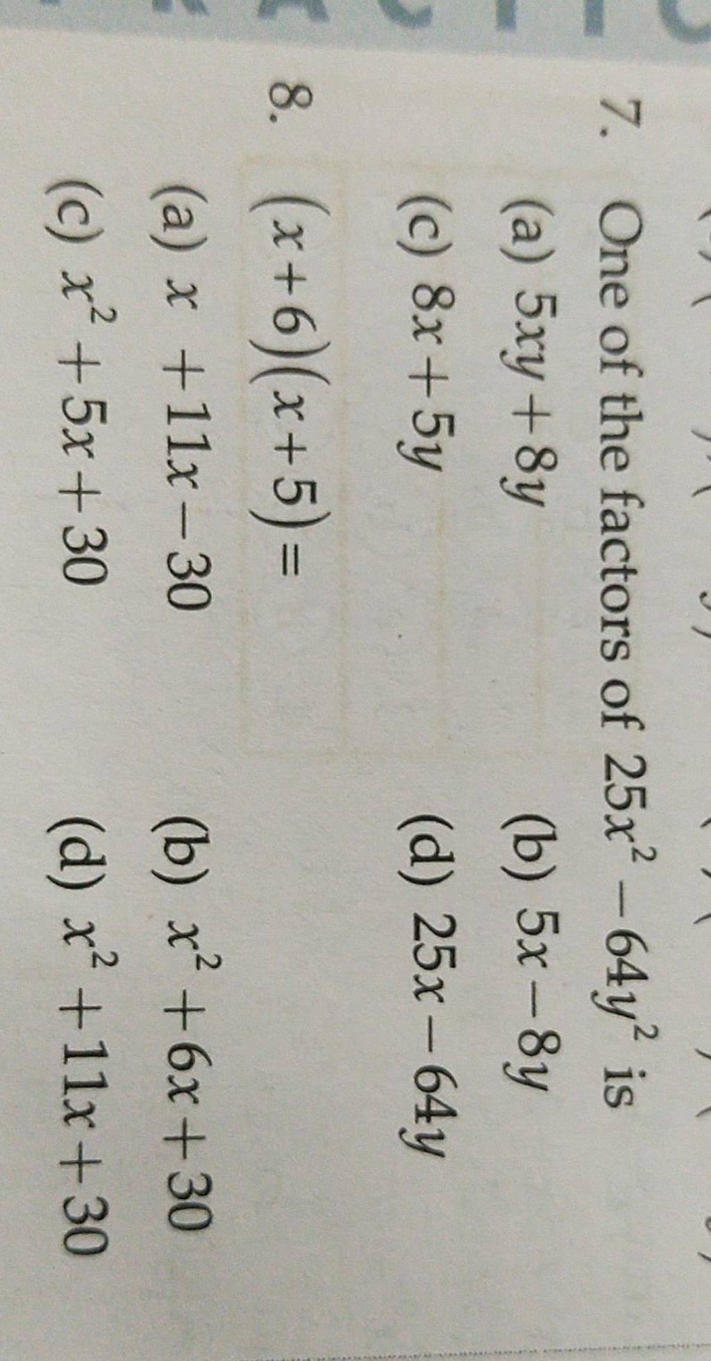 7-one-of-the-factors-of-25x2-64y2-is-a-5xy-8y-b-5x-8y-c-8x-5y-d