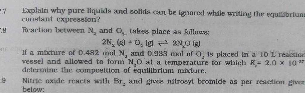 7 7 Explain Why Pure Liquids And Solids Can Be Ignored While Writing The