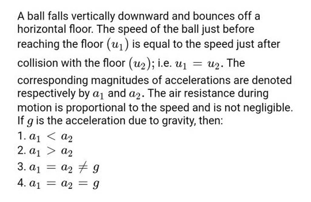 A ball falls vertically downward and bounces off a horizontal floor. The