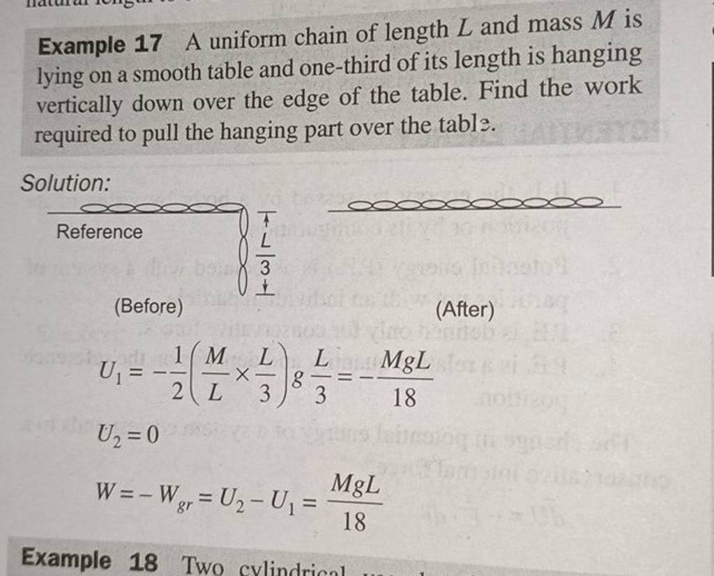 Example 17 A Uniform Chain Of Length L And Mass M Is Lying On A Smooth Ta..