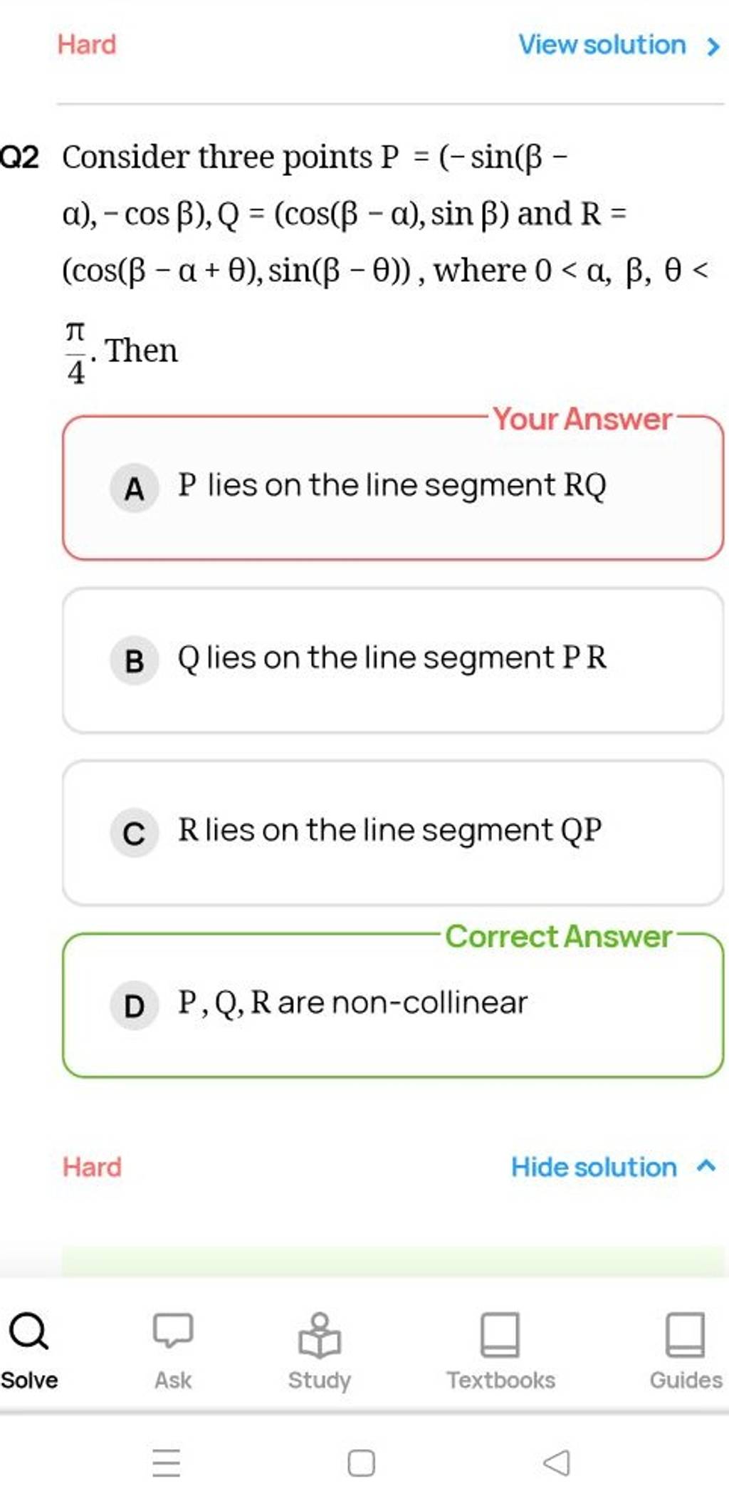 Q Consider Three Points P Sin Cos Q Cos Sin And R C