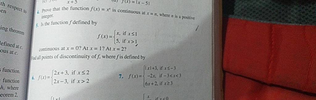 4. Prove that the function f(x)=x0 is continuous at x=n, where n is a 