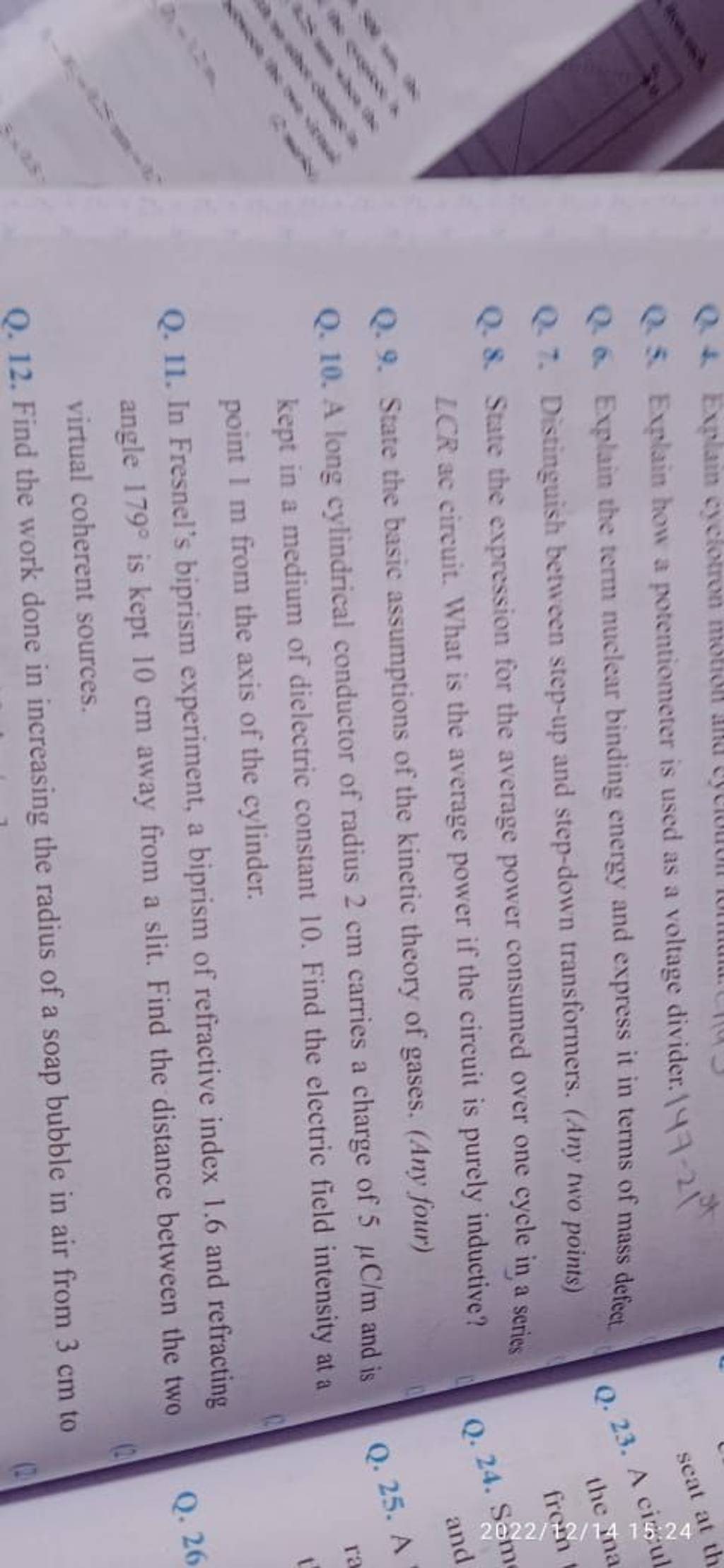 Q. 5. Explain how a potentiometer is used as a voltage divider. 147−21 Q...