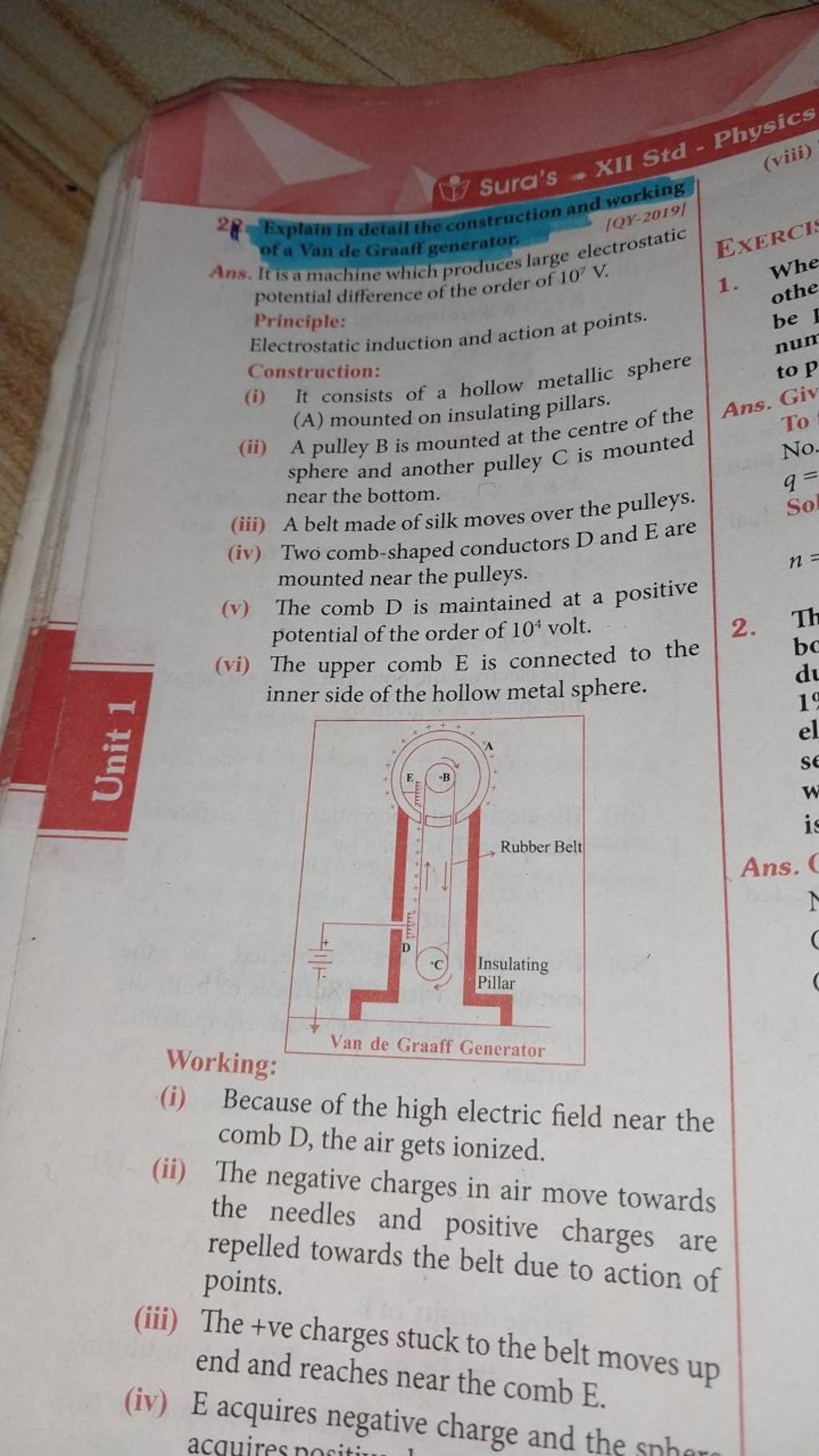 of a Van de Graaff generator Principle Electrostatic induction and acti..