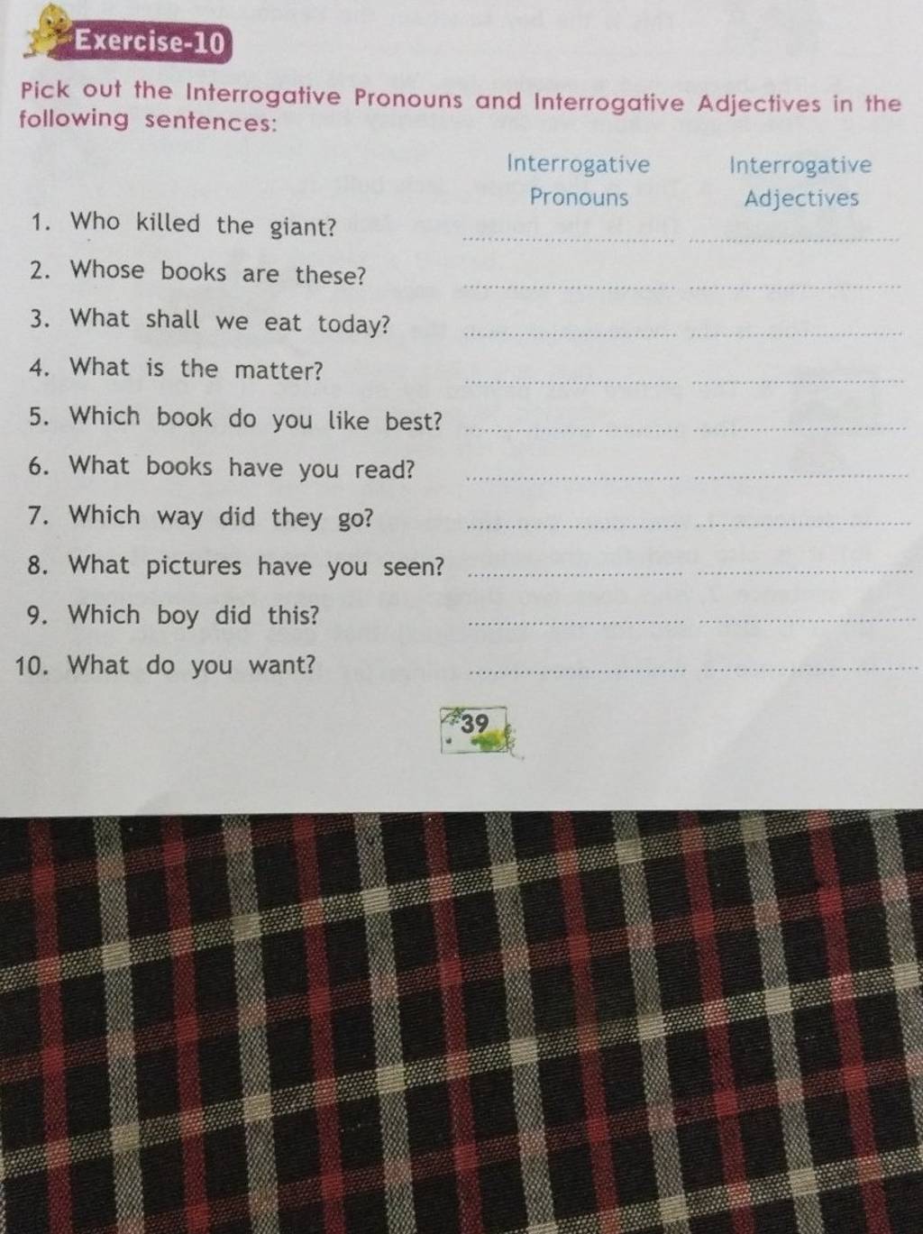 Interrogative Adjectives Worksheet With Answers