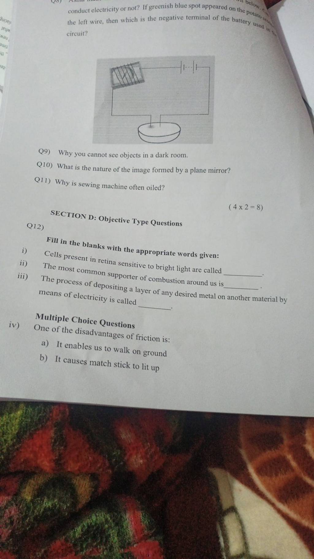 conduct electricity or not? If greenish blue spot appeared on the potato