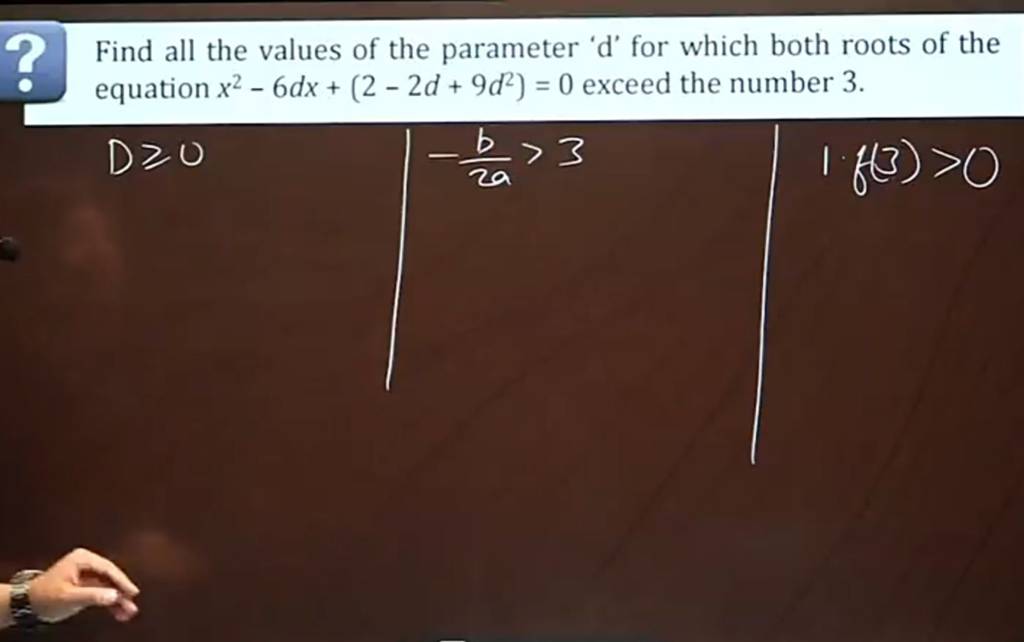 Find all the values of the parameter ' d ' for which both roots of the
