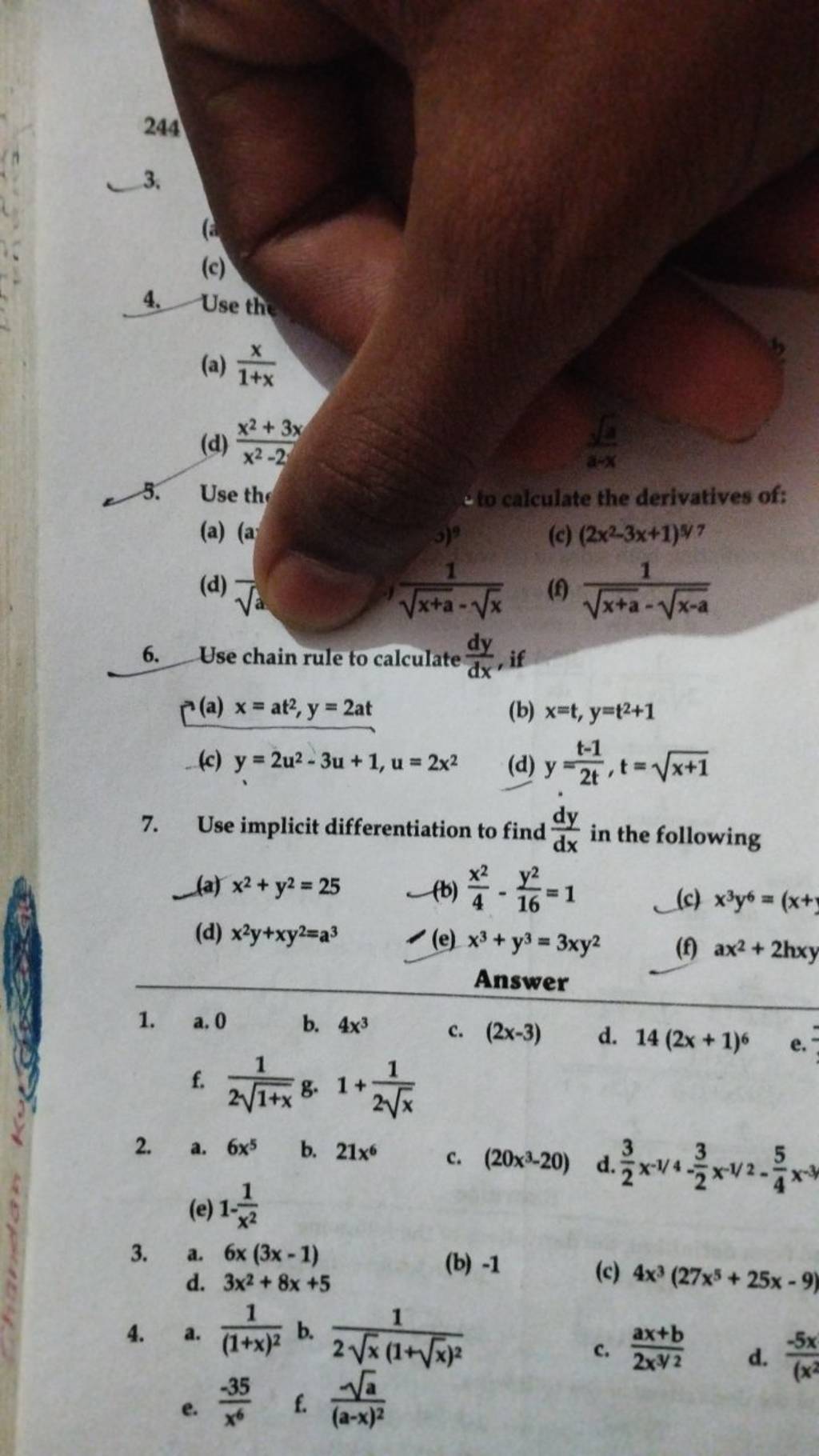 Use Implicit Differentiation To Find Frac D Y D X In The Following