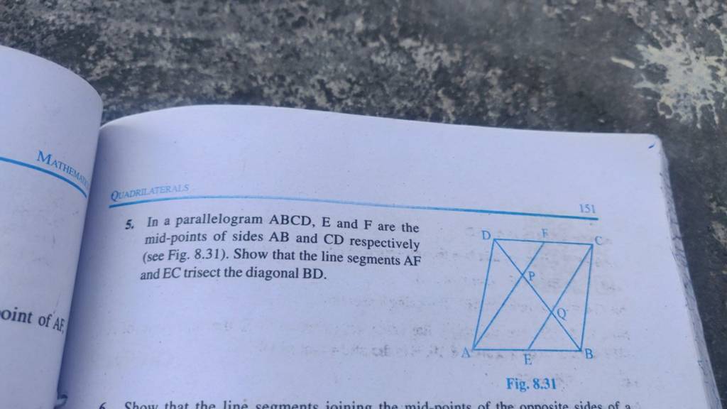 5 In A Parallelogram Abcde And F Are The Mid Points Of Sides Ab And Cd 0884