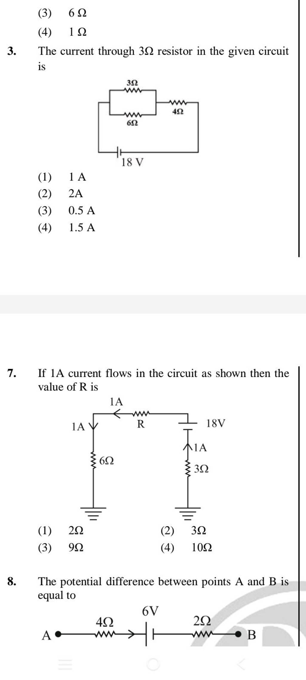 If 1 A current flows in the circuit as shown then the value of R is Filo