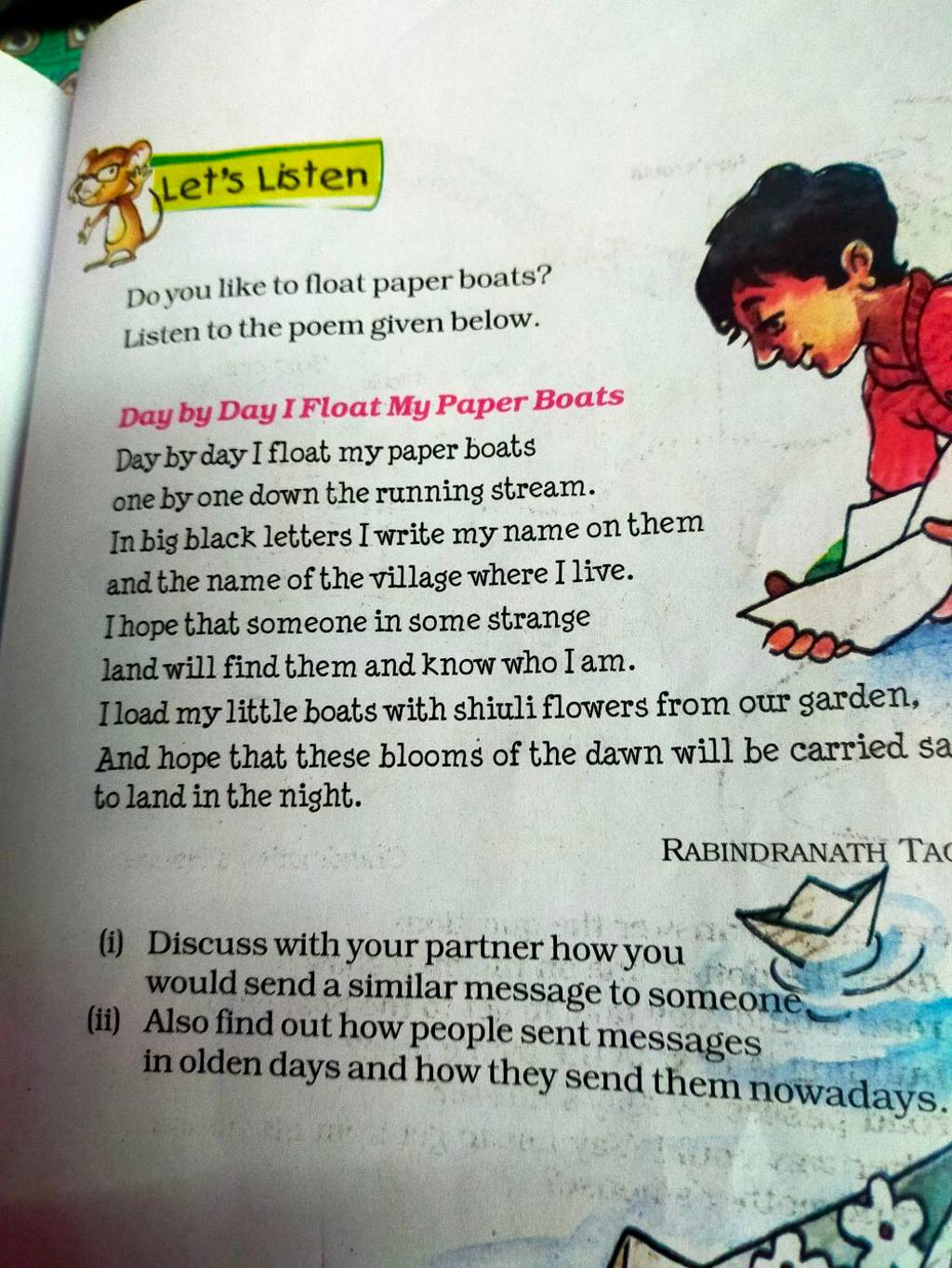 Do you like to float paper boats? Listen to the poem given below. Filo