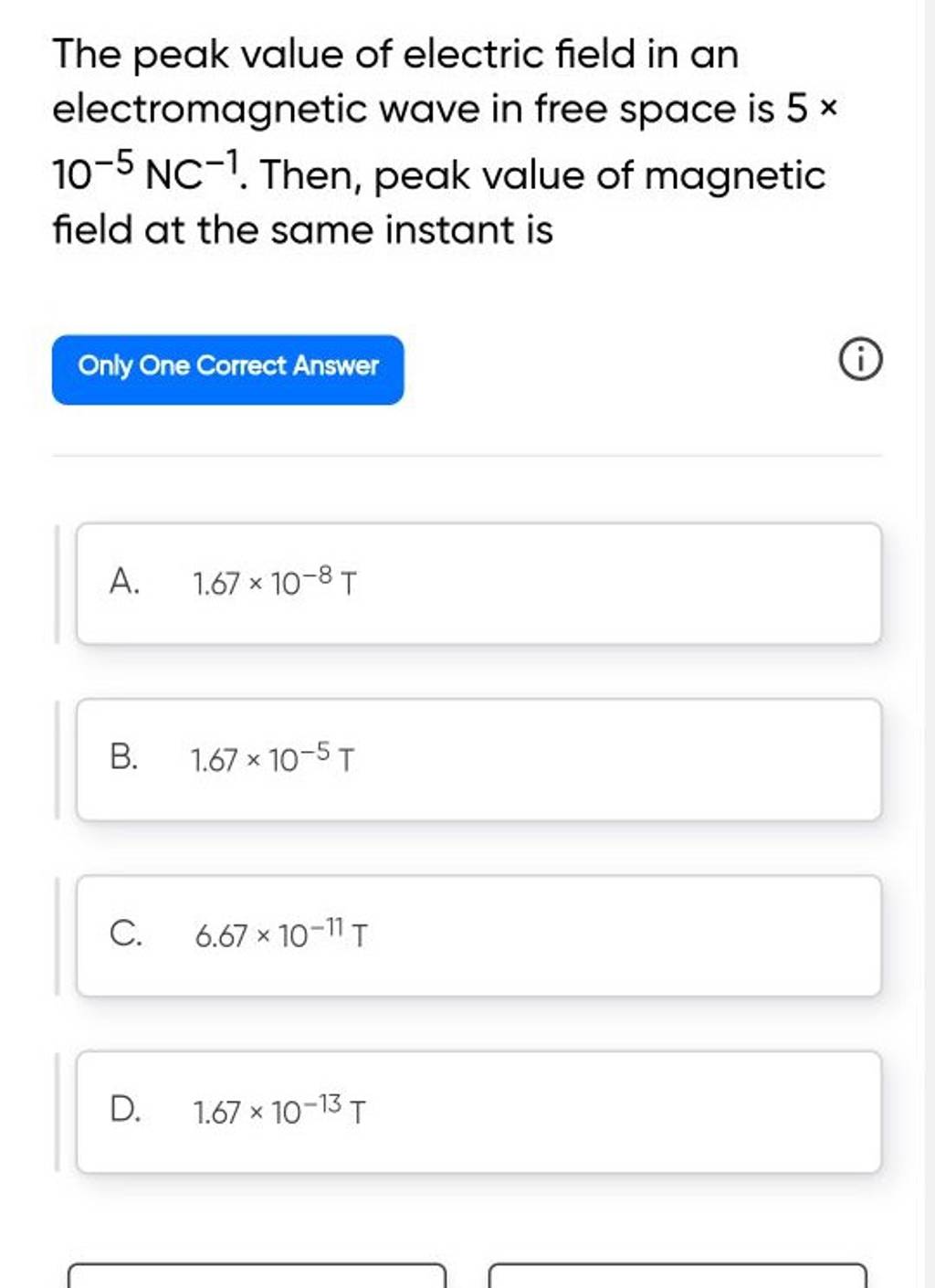 The peak value of electric field in an wave in free space..