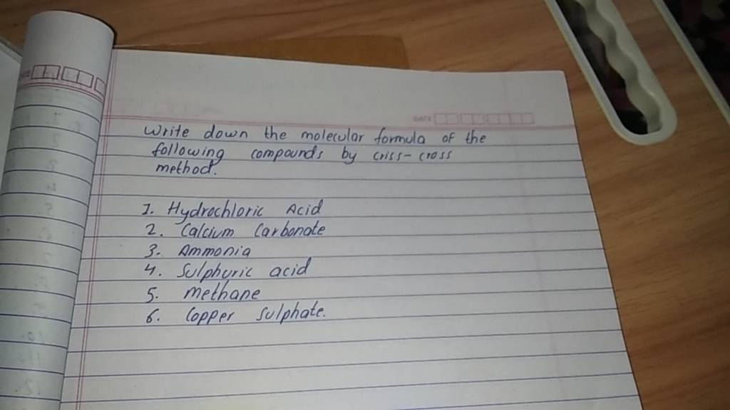 Write Down The Molecular Formula Of The Following Compounds By Criss Cros 6475