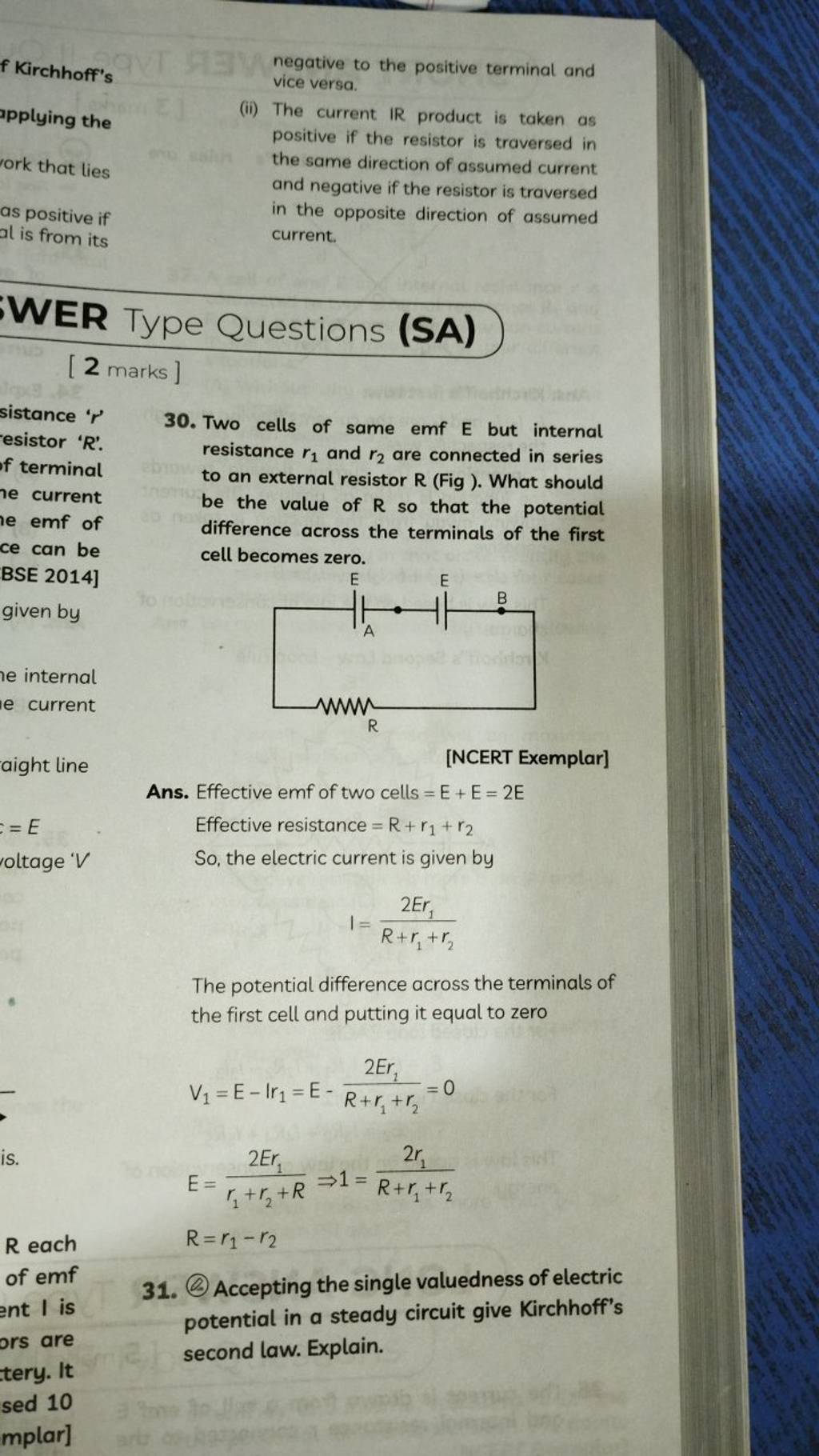 negative to the positive terminal and vice versa. (ii) The current IR pro..