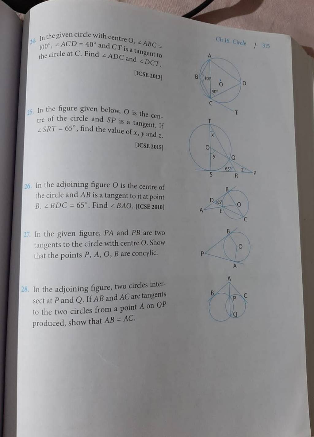 24 In The Given Circle With Centre O∠abc 100∘∠acd40∘ And Ct Is A Tan 8838