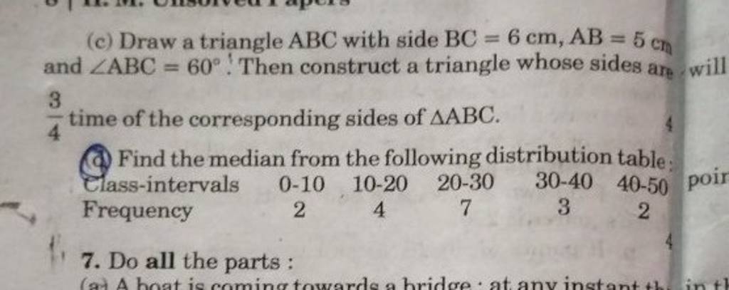 C Draw A Triangle Abc With Side Bc6 Cmab5 Cm And ∠abc60∘ Then Con 9165