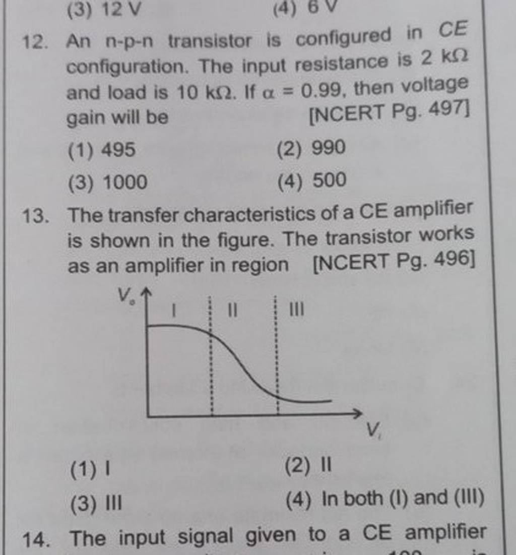 The transfer characteristics of a CE amplifier is shown in the figure. Th..