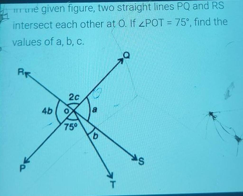 In the adjoining figure, name :(i) Two pairs of intersecting lines and  their corresponding points of intersection.(ii) Three concurrent lines and  their points of intersection (iii) three rays(iv) Two line segments