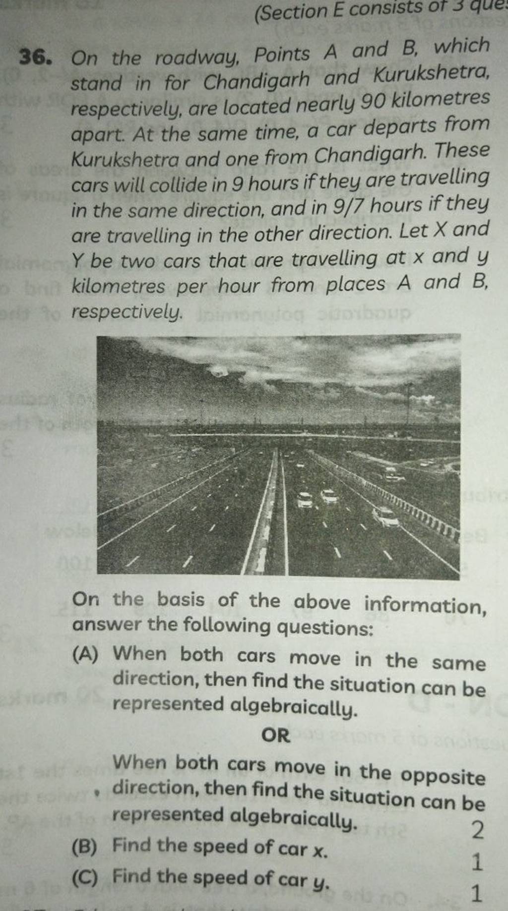 36. On the roadway. Points A and B, which stand in for Chandigarh and Kur..