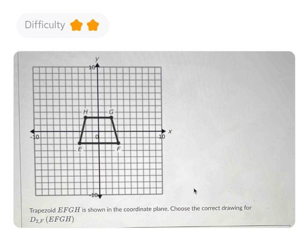 DifficultyTrapezoid EFGH is shown in the coordinate plane. Choose the 