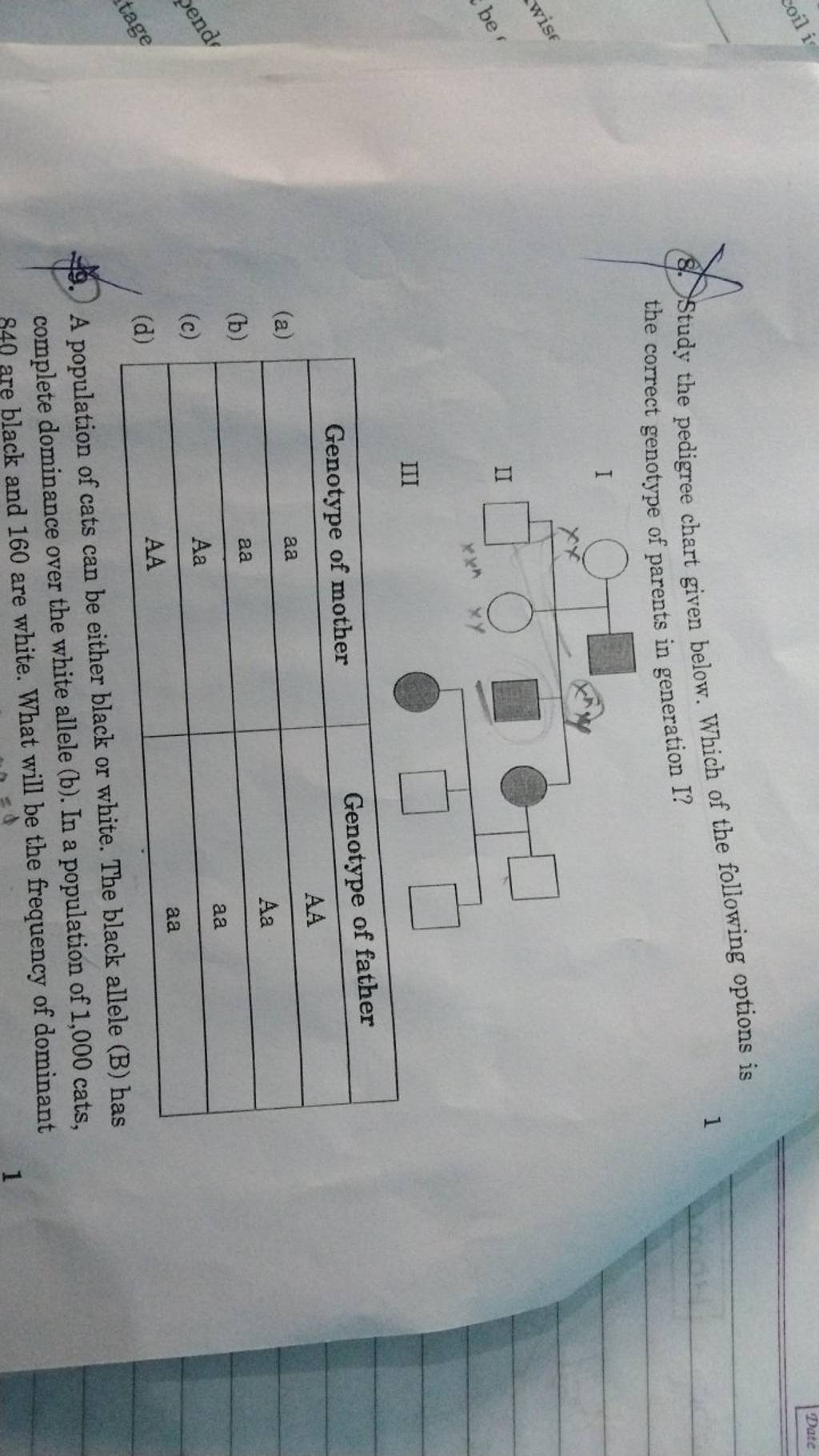 Study The Pedigree Chart Given Below Which Of The Following Options Is T 