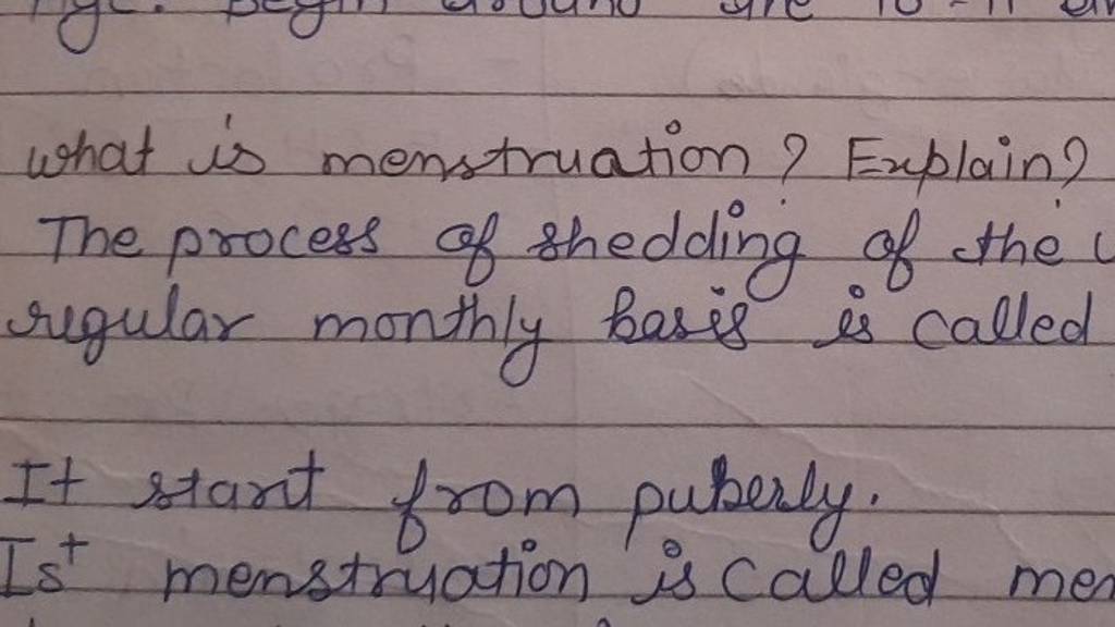 What Is Menstruation Explain Class 8 Very Short Answer