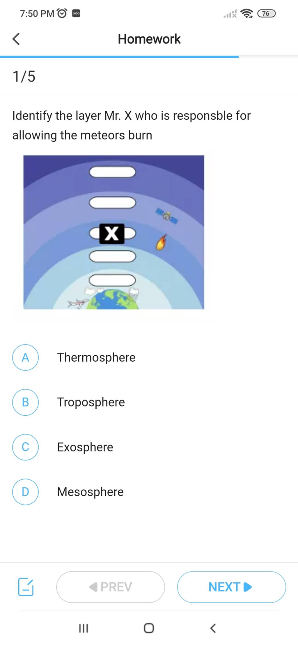 Identify the layer Mr. X who is responsble for allowing the meteors burn