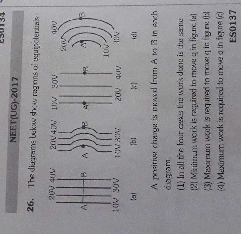 NEET(UG)-2017 26. The Diagrams Below Show Regions Of Equipotentials:- (a)..