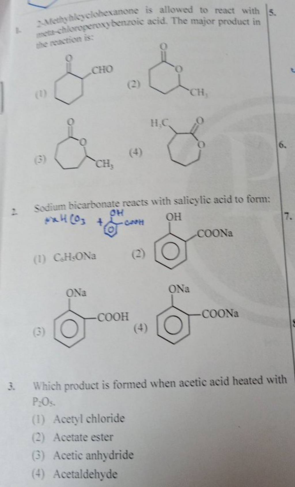 Sodium bicarbonate reacts with salicylic acid to form: eCH HCCO 3 +0OH Co..