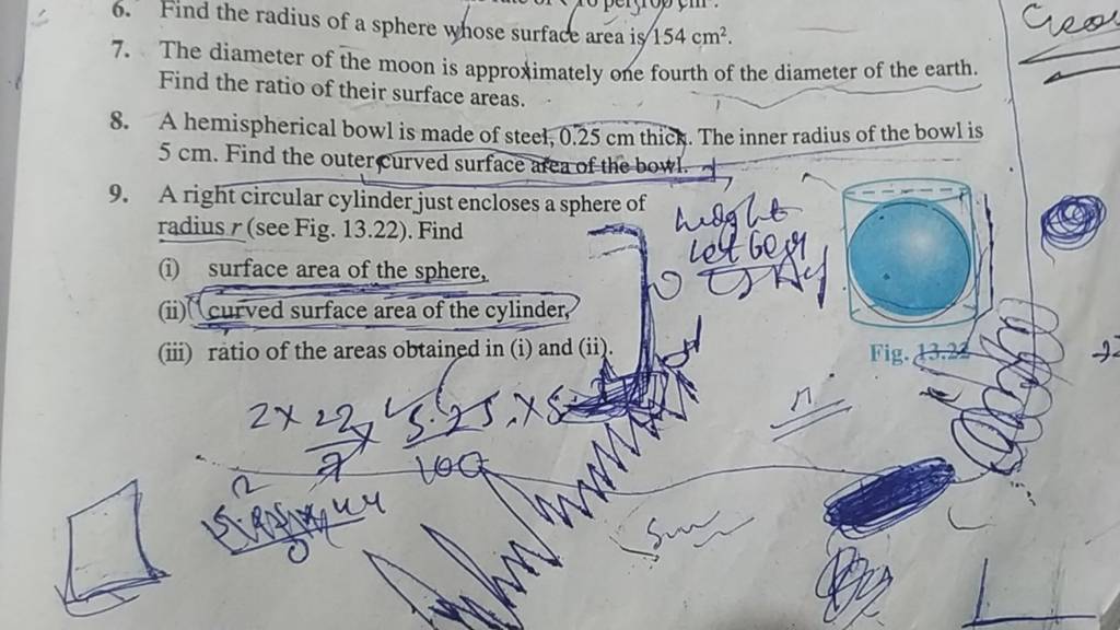 find the volume and surface area of a sphere whose radius is