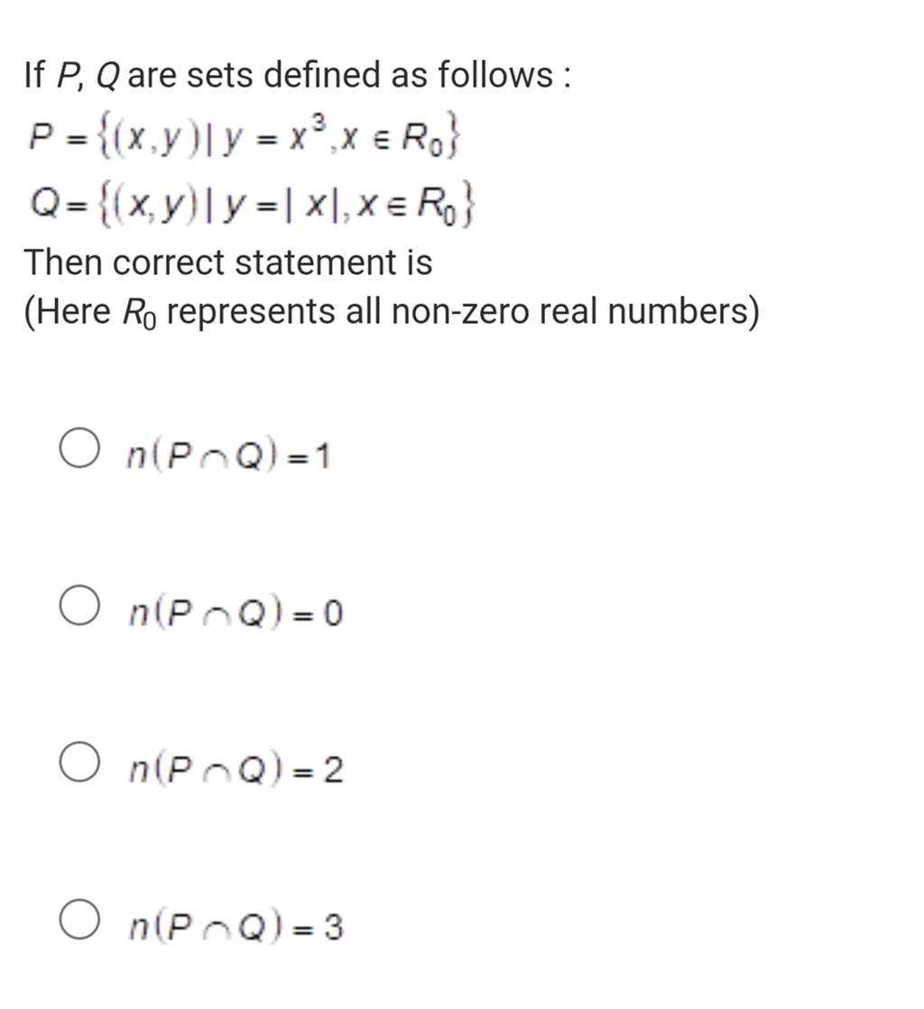 If Pq Are Sets Defined As Follows P Xy∣yx3x∈r0 Q Xy∣y∣x∣x∈ 8943