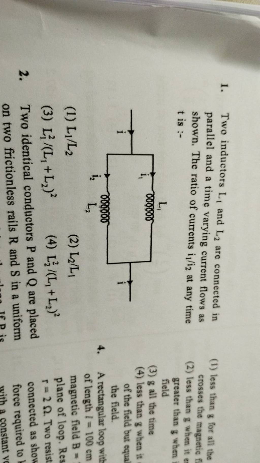 Two inductors L1 and L2 are connected in parallel and a time varying cu..