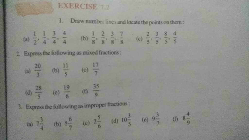 EXERCISE 7.2 1. Draw number lines and locate the points on them: (a) 21