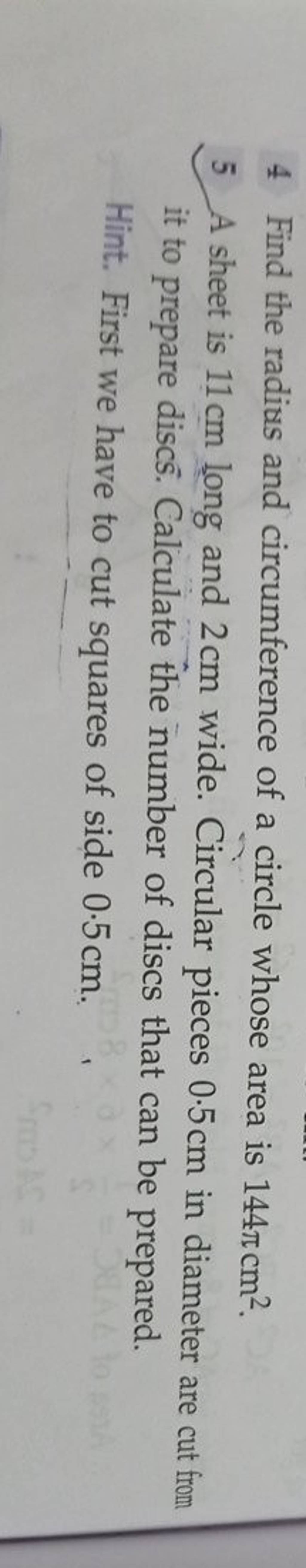 find the radius and area of a circle whose circumference is 132cm